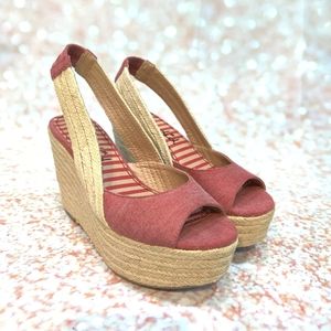 Splendid NWT Red Canvas & Hemp Espadrille Wedge 6M
